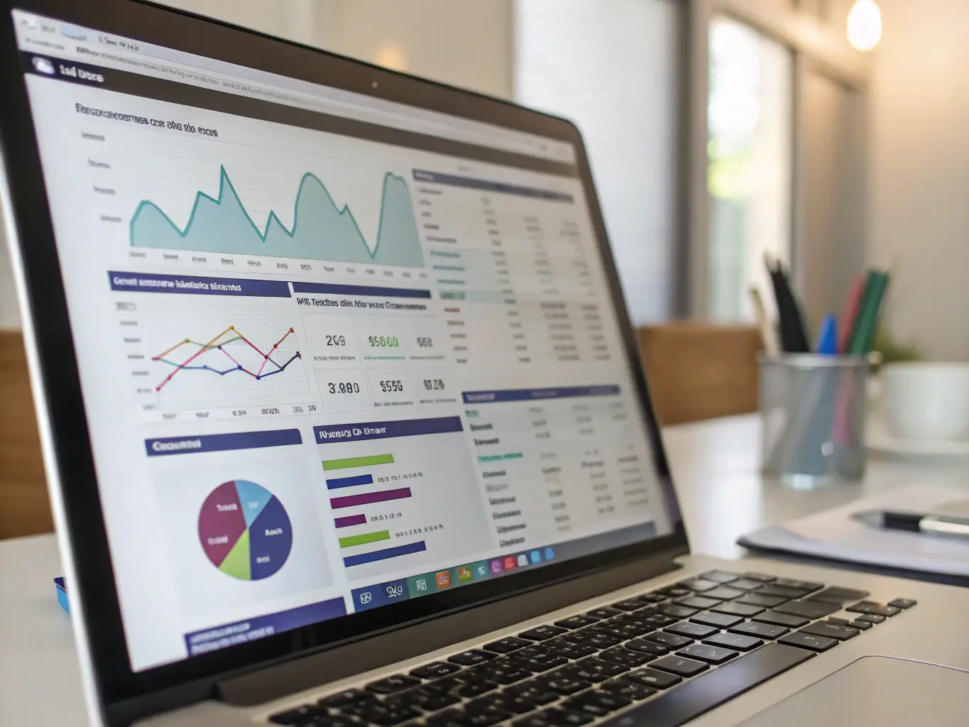 An image of a financial dashboard displaying upward trending graphs and profit metrics, symbolizing Profitability Improvement.